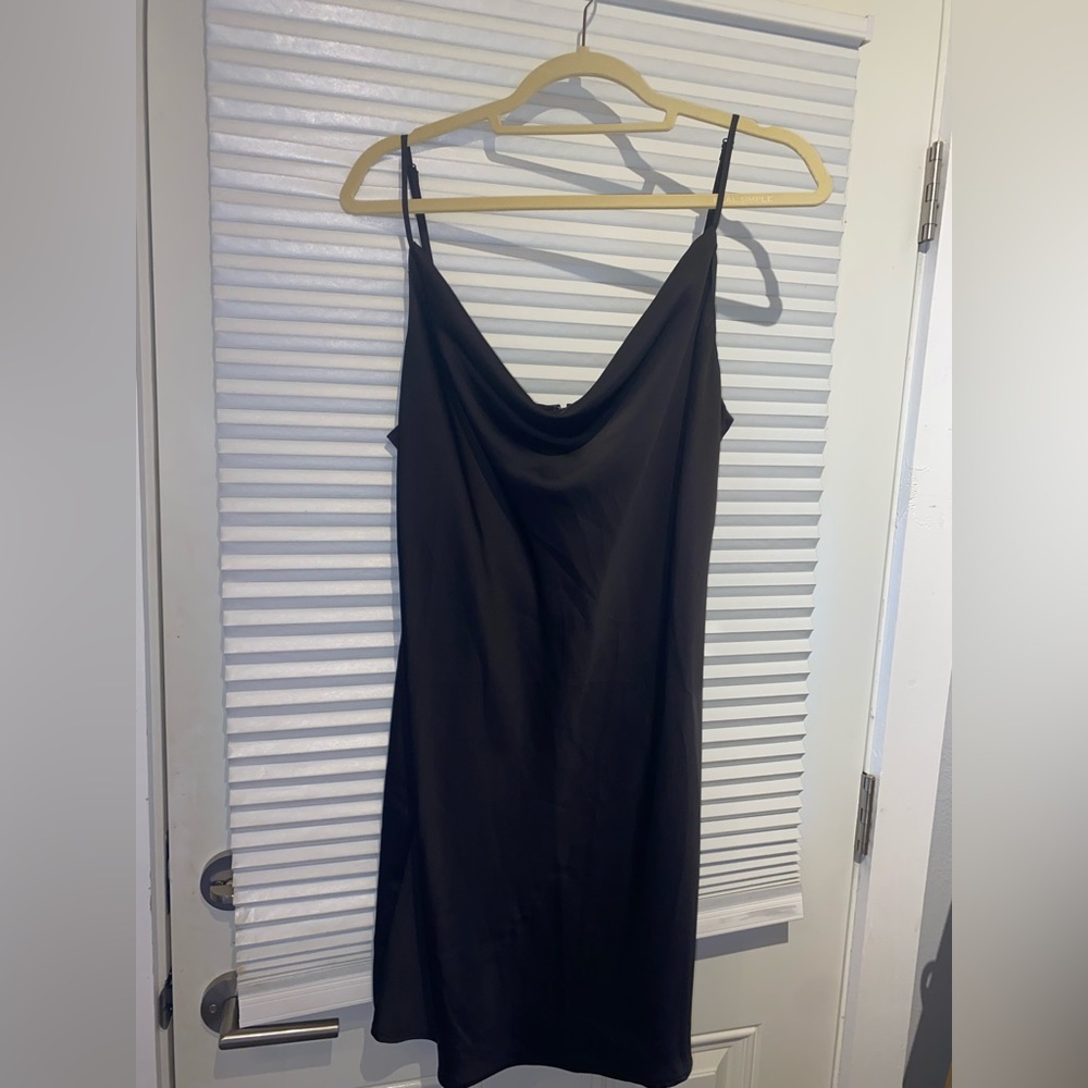 Black silk scooped dress